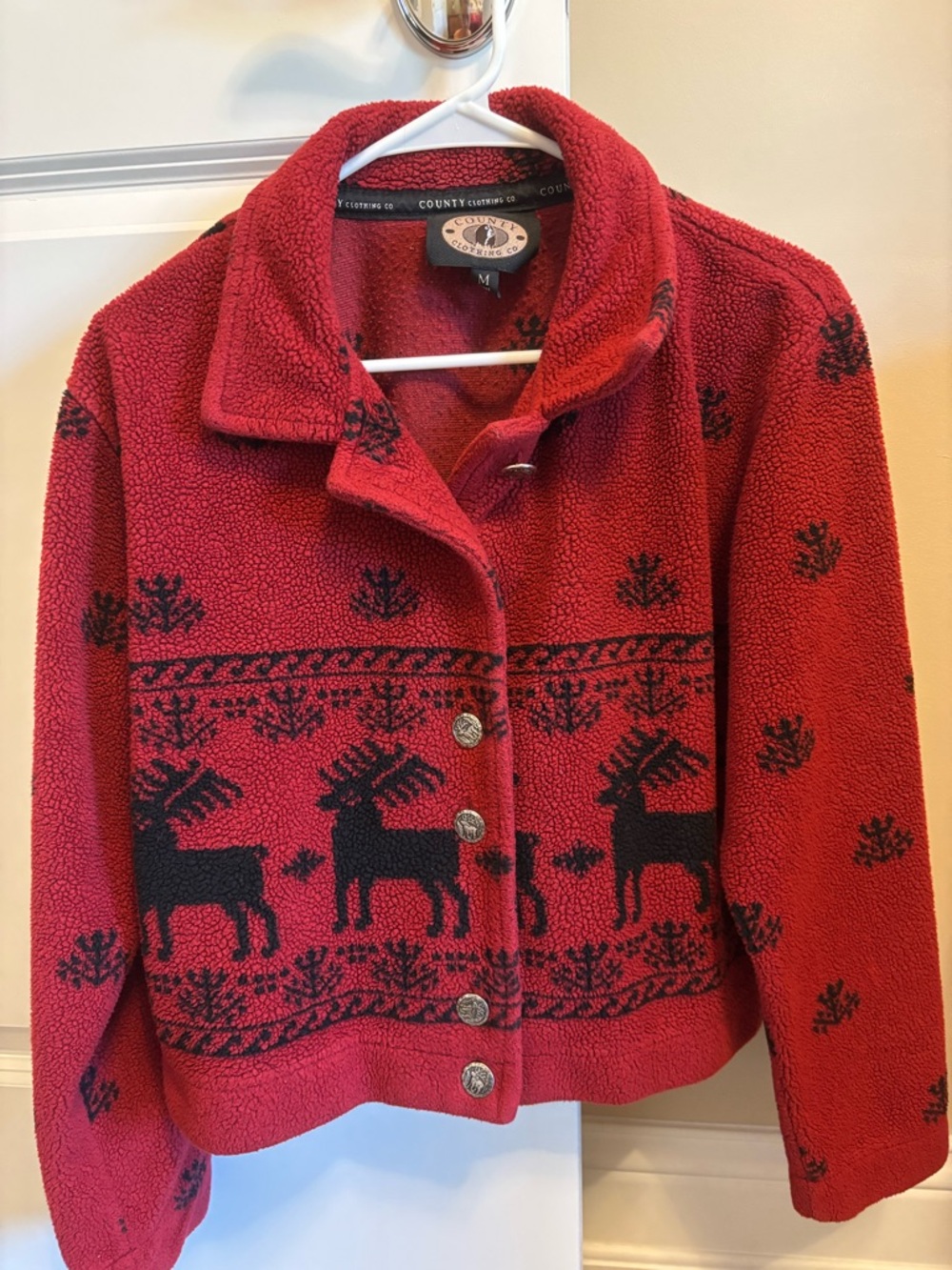 Dark Red and Black print Sherpa top